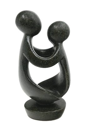 Stenen beeld moeder en kind 20 cm hoog, groen
