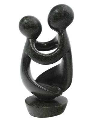 Stenen beeld moeder en kind 20 cm hoog, groen