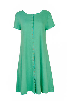 Jalfe 11858-1-432 jurk met knopen ekologisch katoen groen/turquoise