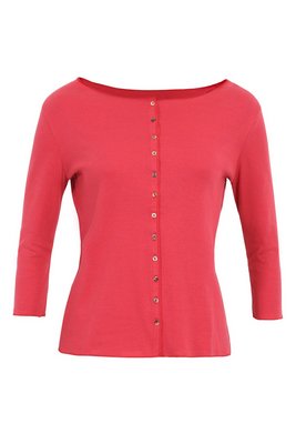 Jalfe 12286-1-406D shirt lange mouw met knopen ekologisch katoen rose-oranjerood