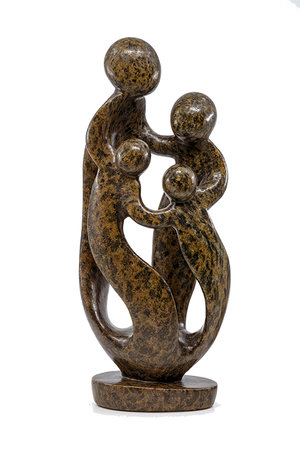 Speksteen beeld familie 4 personen | 37 cm hoog | bruin, leopard