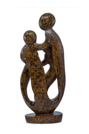 Speksteen beeld familie 4 personen | 37 cm hoog | bruin, leopard