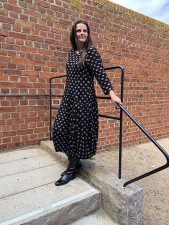 Baldino kleding lange jurk 3-399 zwart/grijs stip
