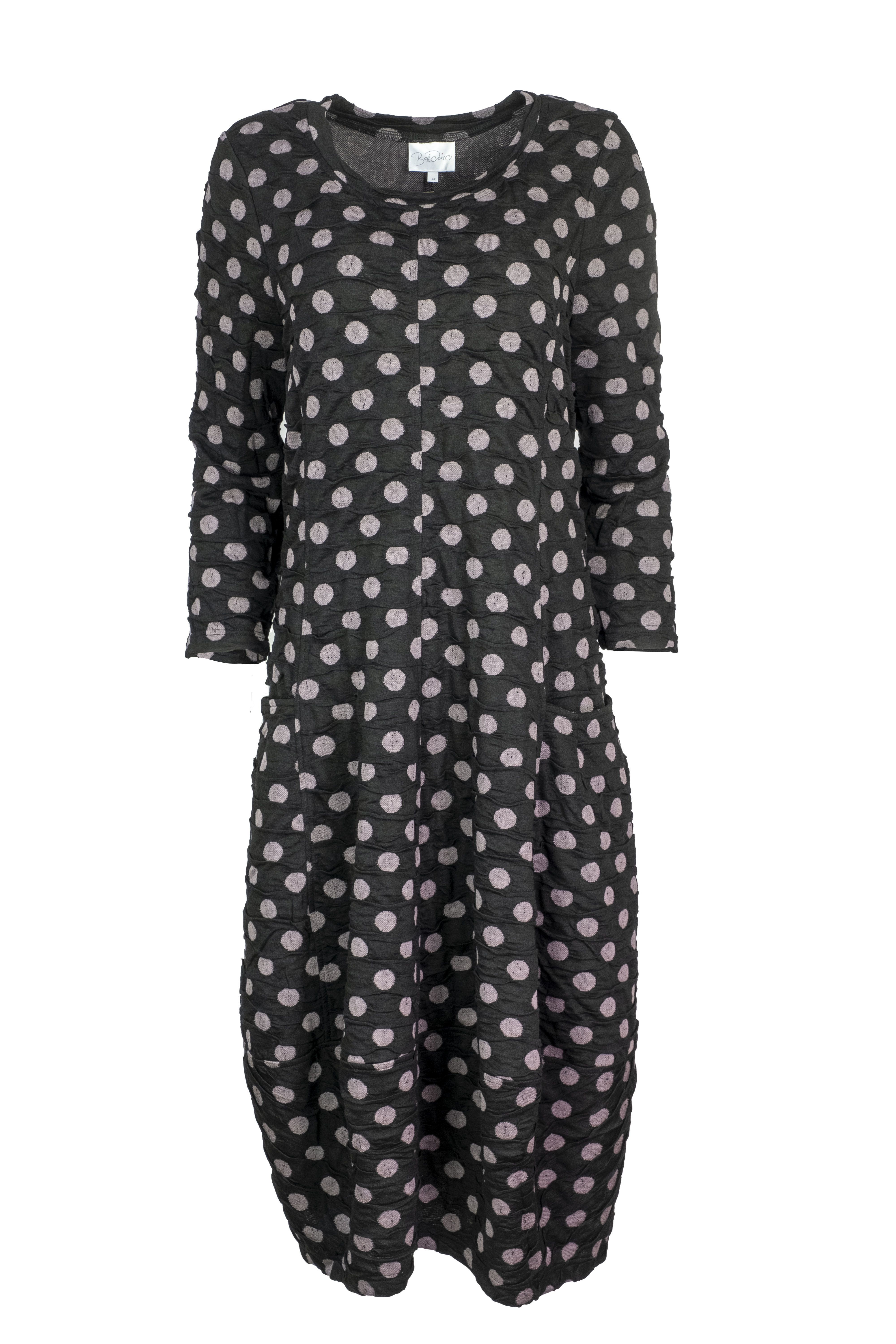 Baldino kleding lange jurk 3-399 zwart/grijs stip