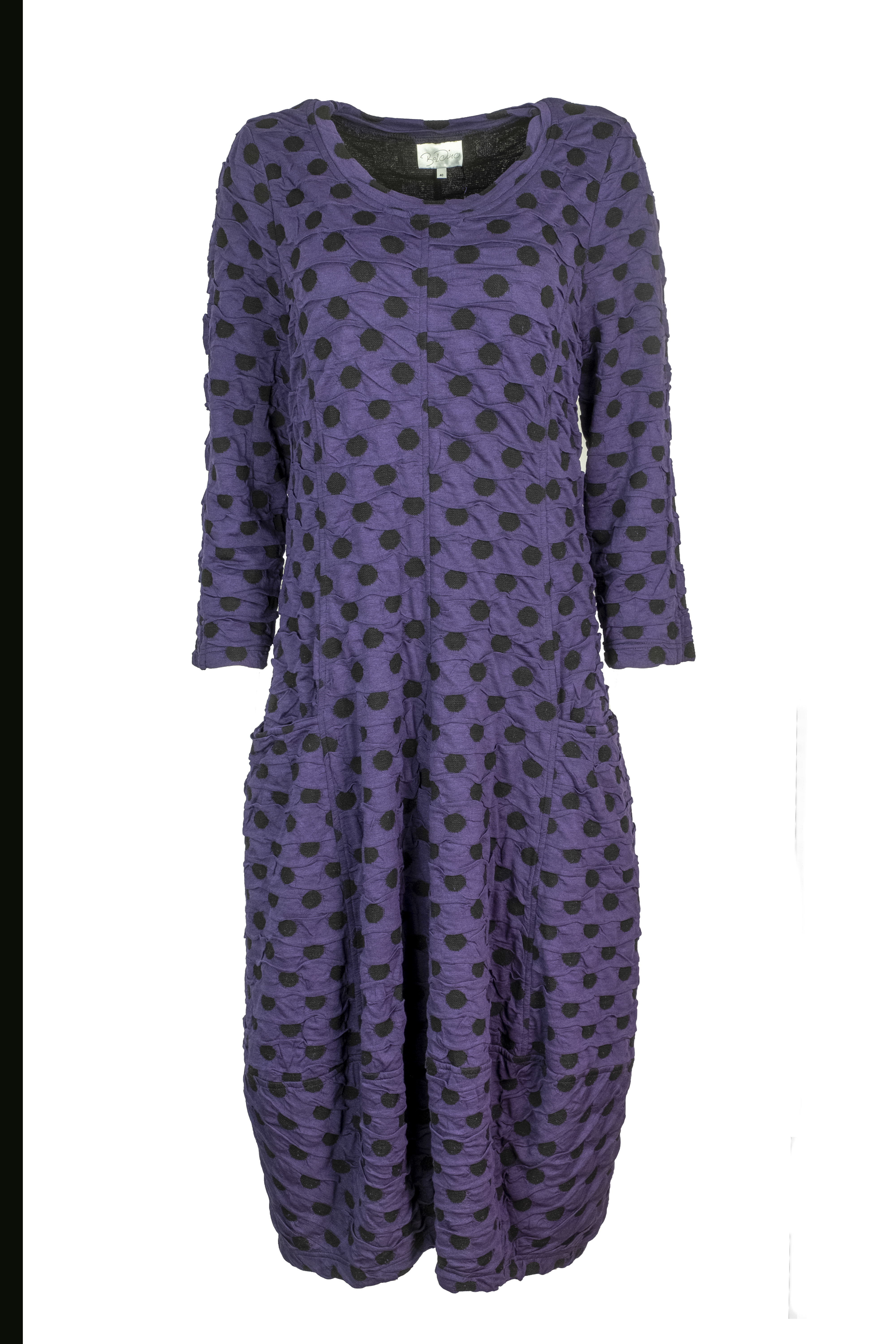 Baldino kleding lange jurk 3-399 paars/zwart stip