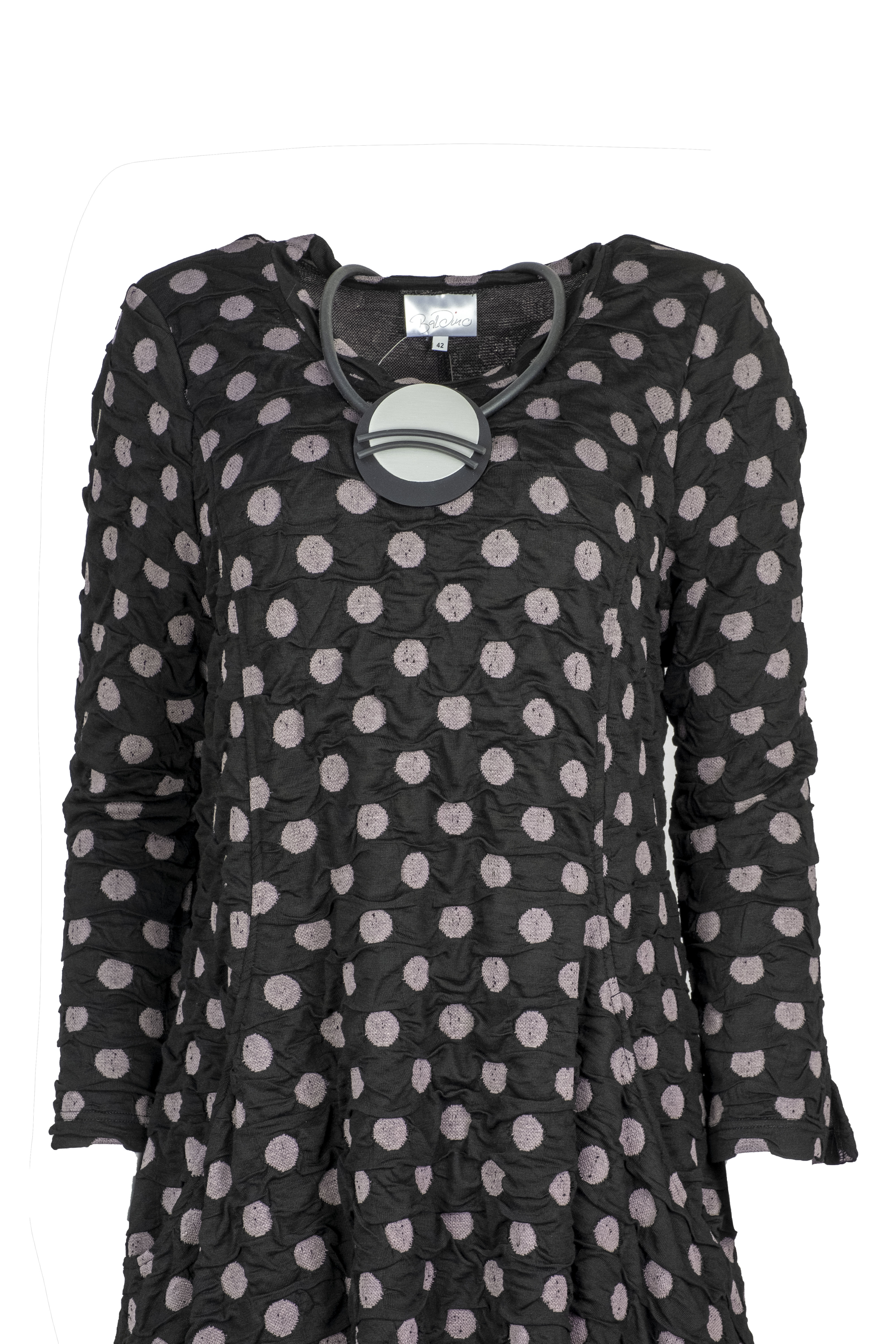 Baldino kleding jurk 3-329C zwart/grijs stip