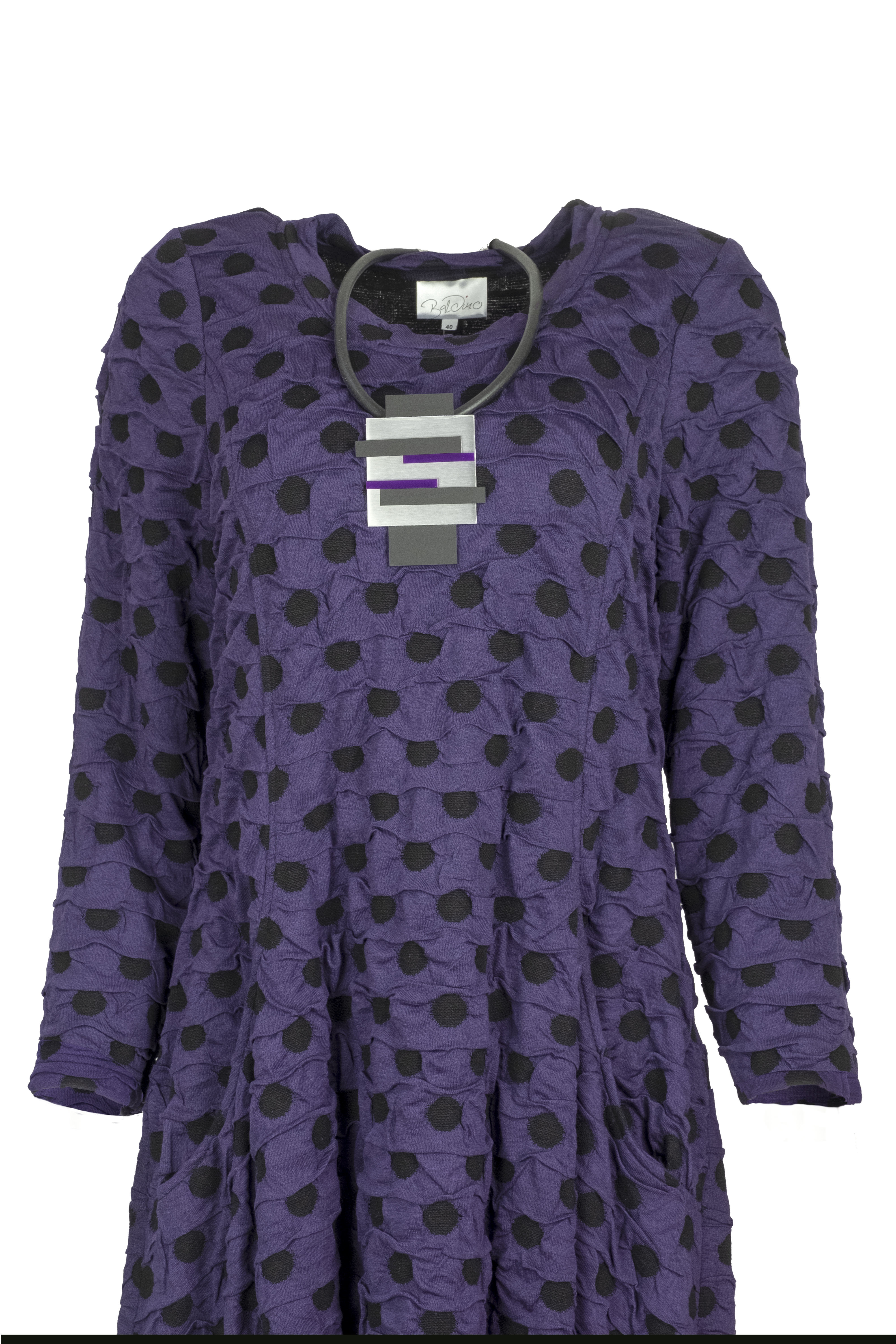 Baldino kleding jurk 3-329C paars/zwart stip