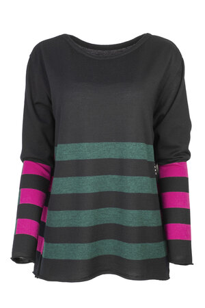 Karvinen Keskibox trui H33 zwart groen fuchsia