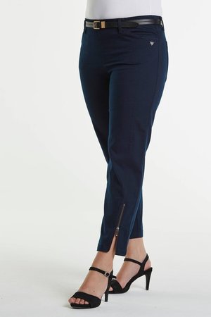 Laurie broek, model Piper Regular Cropped basis katoen blauw 22465-49200