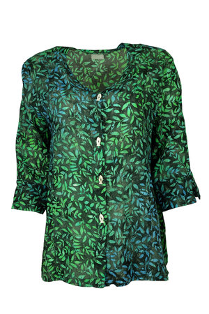 Unikat Artwear kleding blouse 122 staal blauw/groen