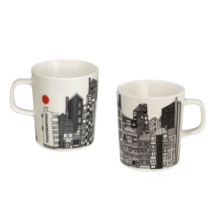 Marimekko servies Oiva beker wit/zwart/oranje 2,5 dl 063297-195