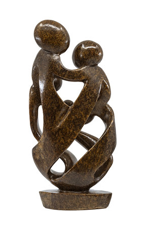 Statue en pierre de savon famille 5 personnes | 41 cm de haut | marron