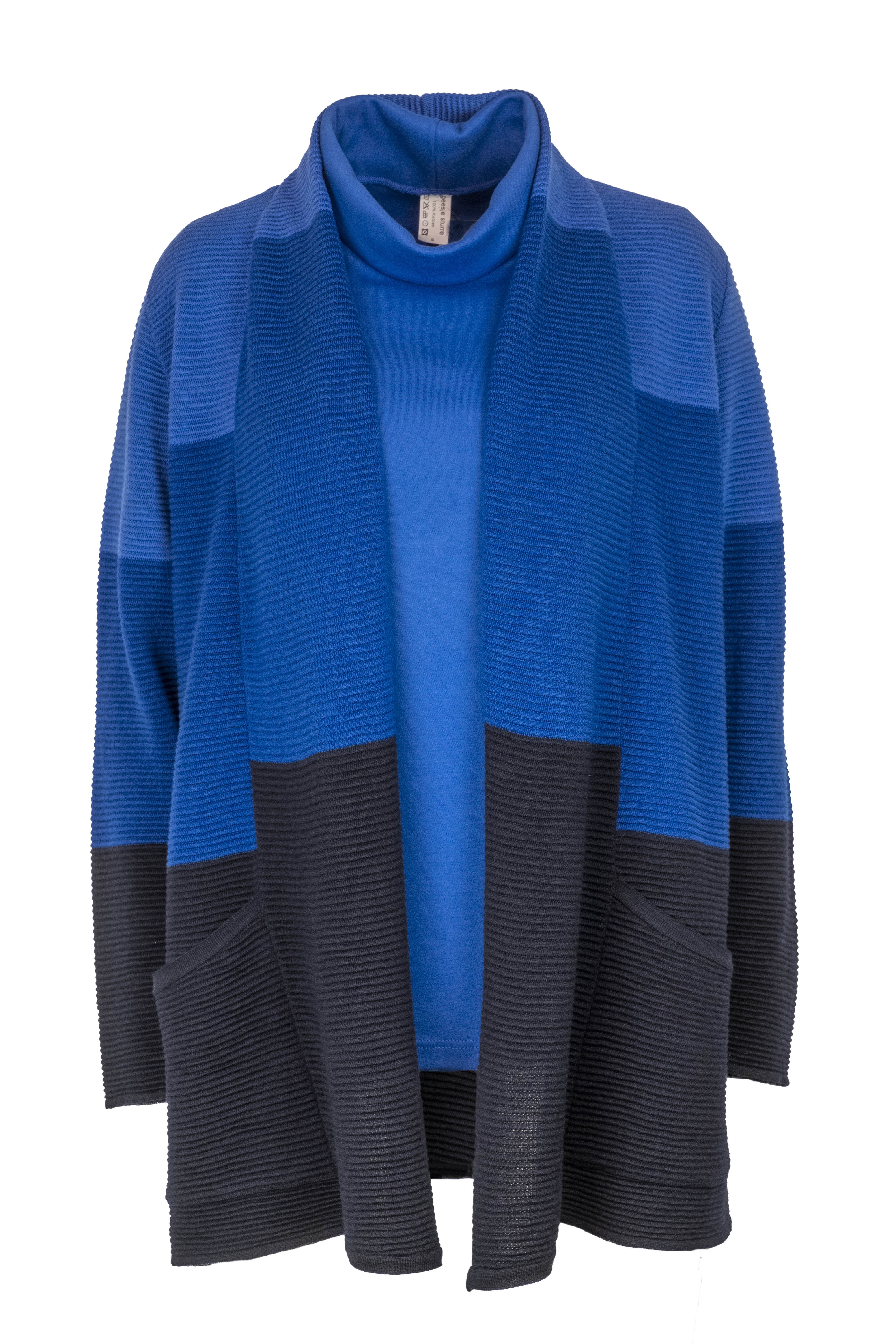 EO-design Vest lang donkerblauw kobalt blauw