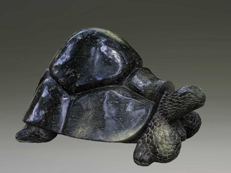 Stenen tuinbeeld schildpad uniek, Take it easy, stenen dier groen