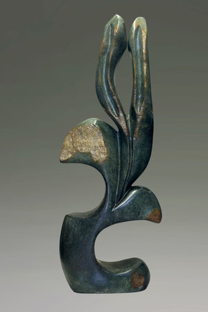 Stenen tuinbeeld uniek, Bloem abstract