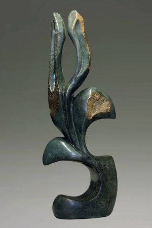 Stenen tuinbeeld uniek, Bloem abstract