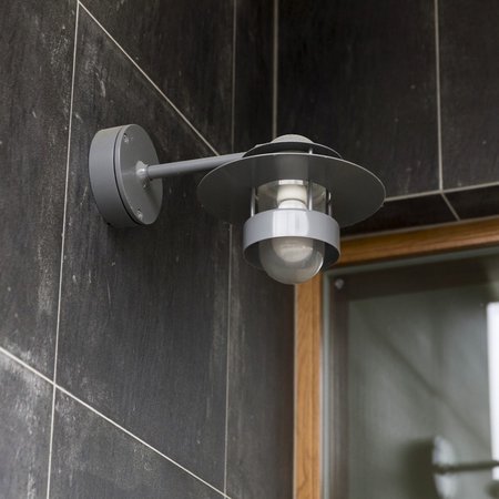 Louis Poulsen buitenlamp Albertslund Wand grijs lang model