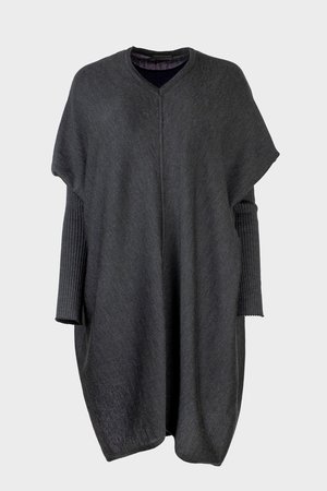 Austriandesign jurk tuniek, V-Pullover lange mouw antraciet