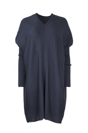Austriandesign jurk tuniek, V-Pullover lange mouw blauw