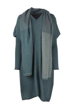 Austriandesign jurk tuniek, V-Pullover lange mouw petrol