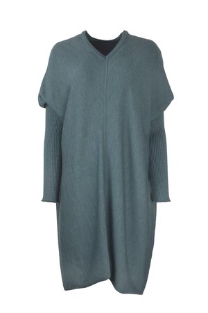 Austriandesign jurk tuniek, V-Pullover lange mouw petrol