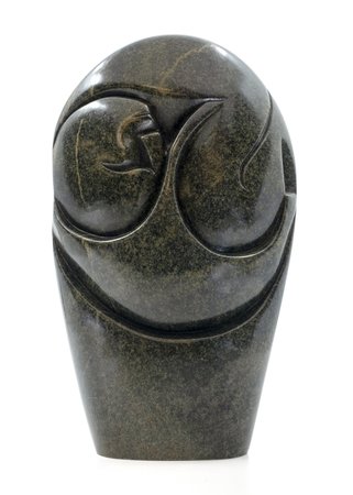 Stenen beeld embryo glad 1 persoon, 27 cm hoog, groen