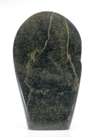 Stenen beeld embryo glad 1 persoon, 27 cm hoog, groen