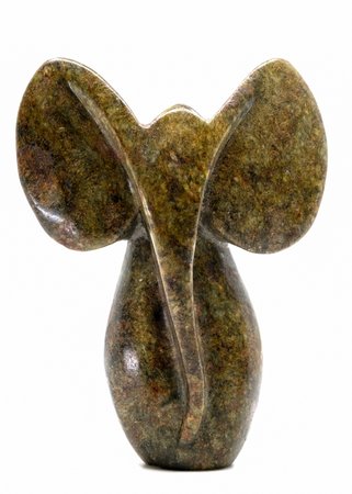 Stenen beeld olifant abstract 1 dier, 12 cm hoog, bruin