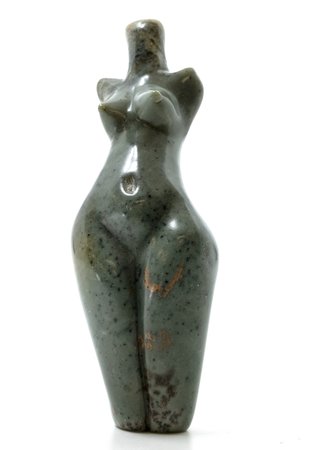 Stenen beeld torso staand 1 persoon, 13 cm hoog, groen
