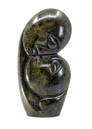 Stenen beeld kissing lover 2 personen, 16 cm hoog, groen
