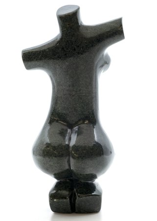 Stenen beeld torso knielend 1 persoon, 24 cm hoog, groen