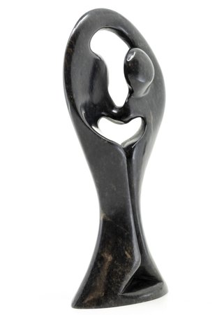 Stenen beeld standing lover familie twee personen 16 cm hoog, zwart
