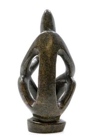 Stenen beeld denker abstract 1 denkend persoon, 13 cm hoog, bruin
