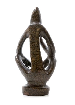 Stenen beeld denker abstract 1 denkend persoon, 13 cm hoog, bruin