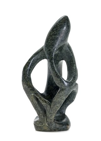 Stenen beeld denker abstract 1 denkend persoon, 11 cm hoog, groen