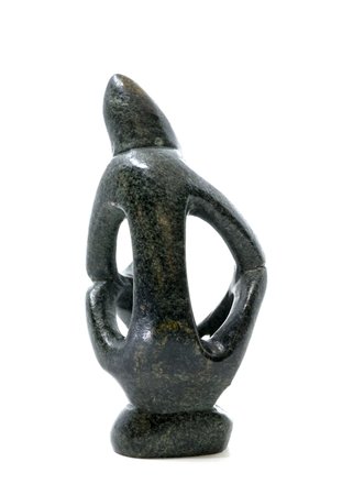 Stenen beeld denker abstract 1 denkend persoon, 11 cm hoog, groen