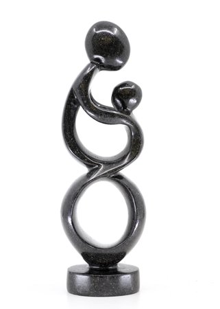 Stenen beeld moeder en kind 25 cm hoog, zwart