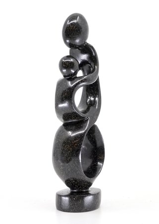 Stenen beeld moeder en kind 25 cm hoog, zwart