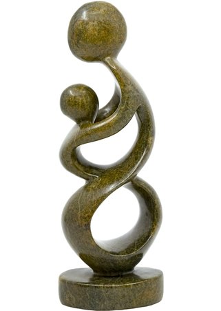 Stenen beeld moeder en kind 20 cm hoog, bruin