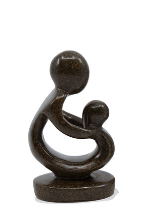 Stenen beeld moeder en kind 12 cm hoog, bruin