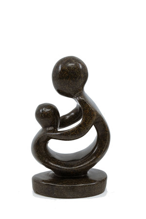 Stenen beeld moeder en kind 12 cm hoog, bruin
