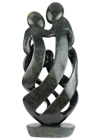 Statue en pierre de savon famille 5 personnes | 64 cm de haut | noir