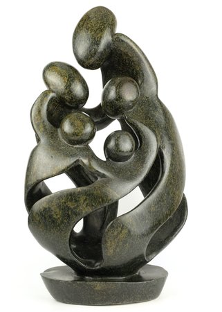 Speksteen beeld familie 5 personen | 56 cm hoog | groen