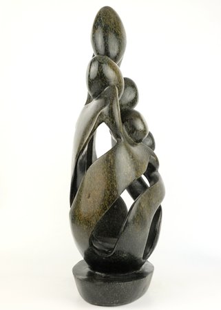 Speksteen beeld familie 5 personen | 56 cm hoog | groen