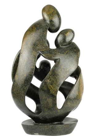Speksteen beeld familie 5 personen | 56 cm hoog | groen