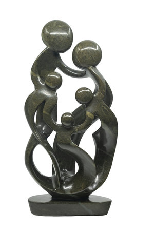 Speksteen beeld familie 5 personen | 48 cm hoog | groen