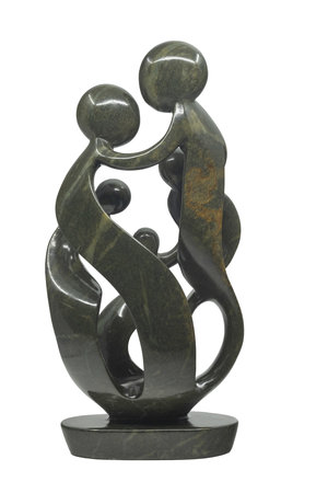 Speksteen beeld familie 5 personen | 48 cm hoog | groen