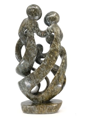 Statue en pierre de savon famille 5 personnes | 33 cm de haut | vert