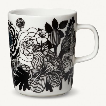 Marimekko servies Oiva beker wit/zwart/d. blauw 100 Years Finland 2,5 dl 0686423-197