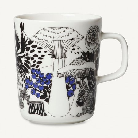Marimekko servies Oiva beker wit/zwart/blauw 100 Years Finland 2,5 dl 068604-195